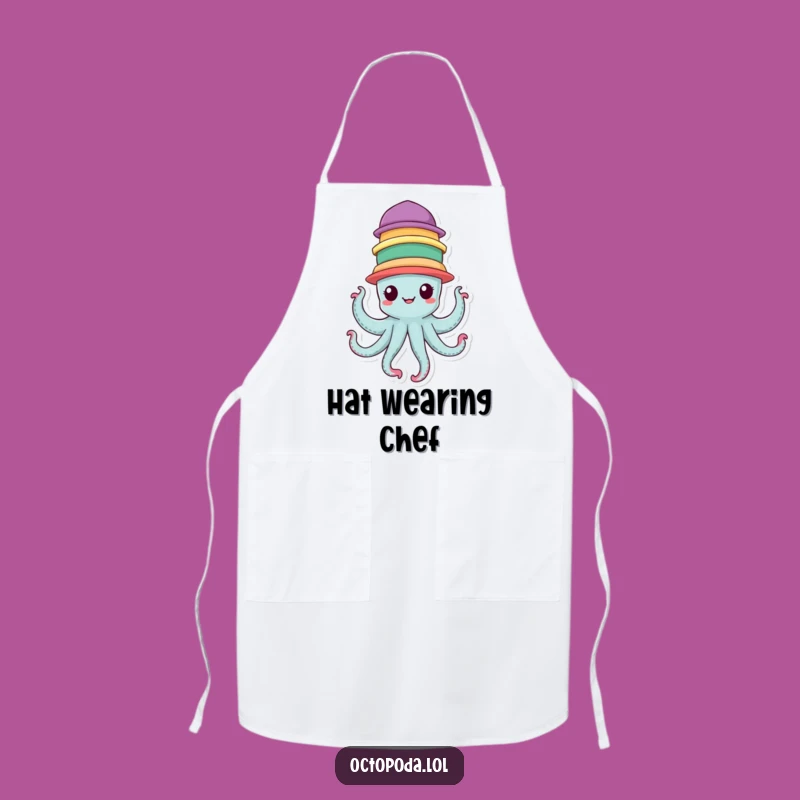 Funny Chef Hat Apron - Cheerful Octopus, Perfect Kitchen Gift
