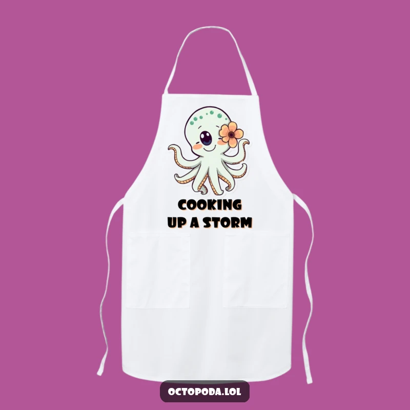 Funny Dancing Octopus Flower Apron for a Joyful Kitchen Experience