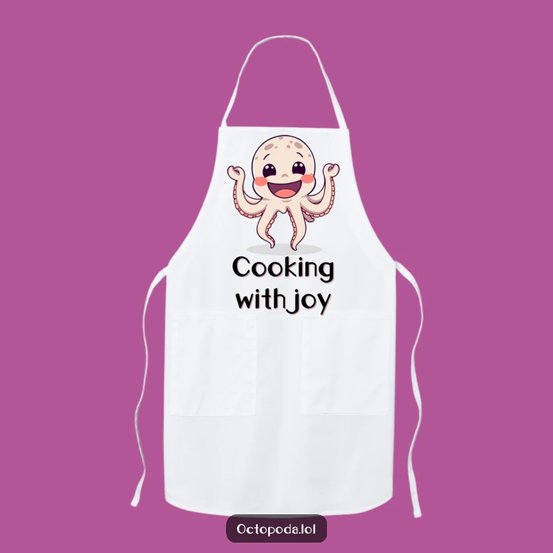 Funny Happy Octopus Apron - Kitchen Dancing Grin Bib for Cooks