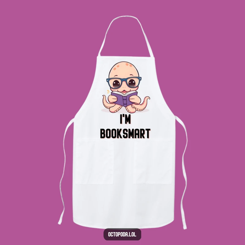 Funny Octopus Reading Apron: Hilarious Spectacled Cephalopod Chef's Wear for Bookish Cooks