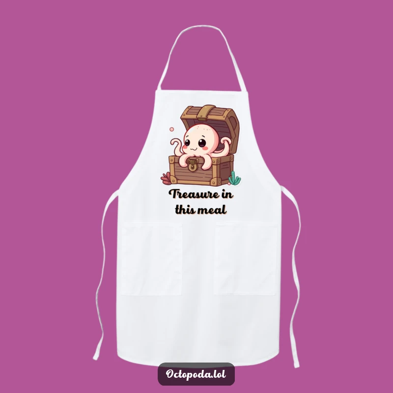 Funny Octopus Treasure Chest Apron, Humorous Gift for Kitchen Explorers