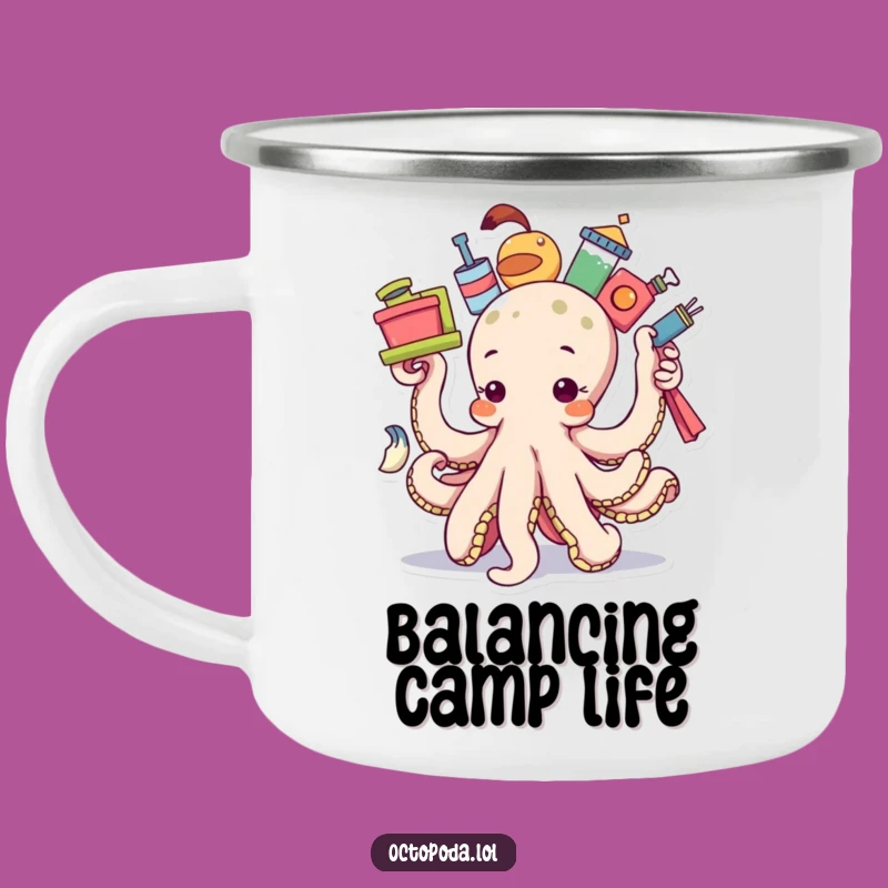 Funny Balancing Octopus Camping Mug - Determined Outdoors Fun, Great Funny Gift!