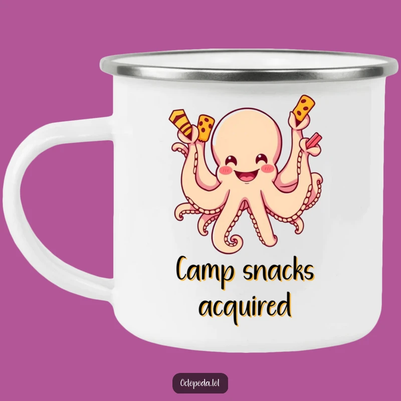 Funny Octopus Snack Attack Camping Mug: Fuel Your Adventures with Snacks!