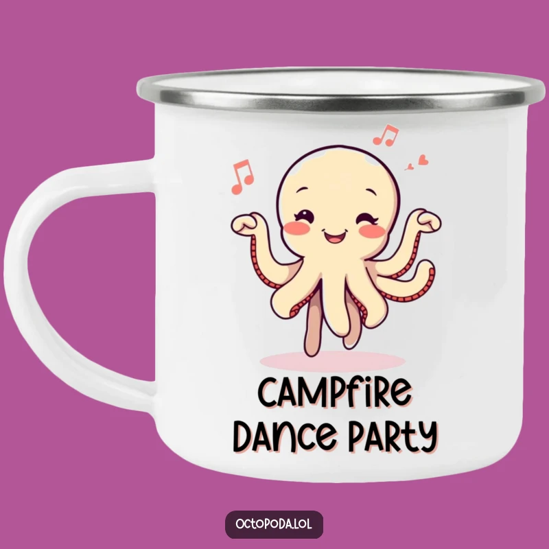 Funny Dancing Octopus Camping Mug: Campfire Grooves and Musical Notes