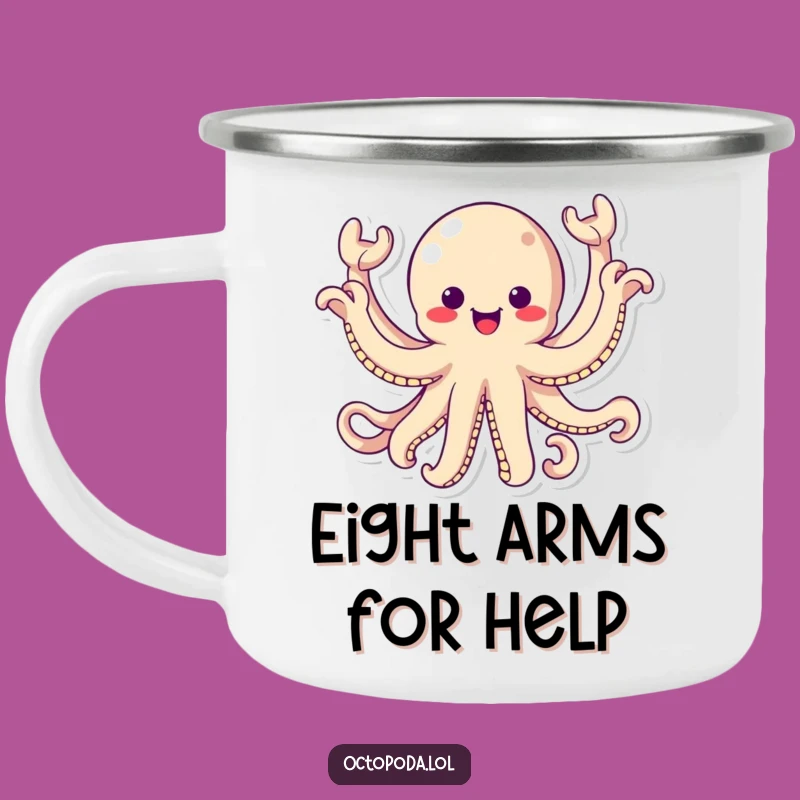 Funny Kawaii Octopus Camping Mug - Rugged Energetic Waving Drinkware