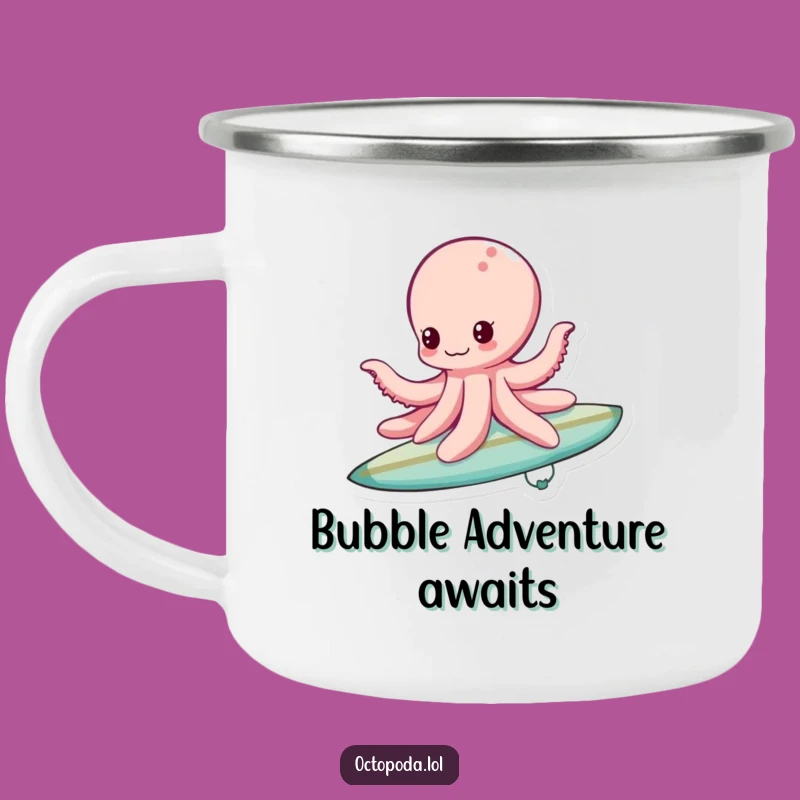 Funny Bubble Surfing Octopus Camping Mug - Ocean Rider Fun, Great Funny Gift!