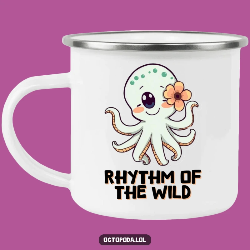 Funny Dancing Octopus Flower Camping Mug for Joyful Adventures