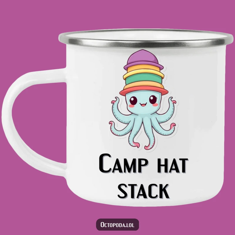 Funny Hat Camp Mug - Cheerful Octopus, Perfect Outdoor Gift