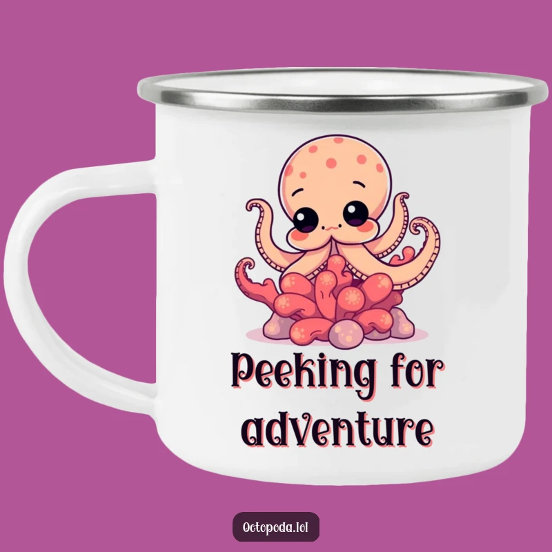 Funny Octopus Coral Peek Camping Mug: Explore with Humor