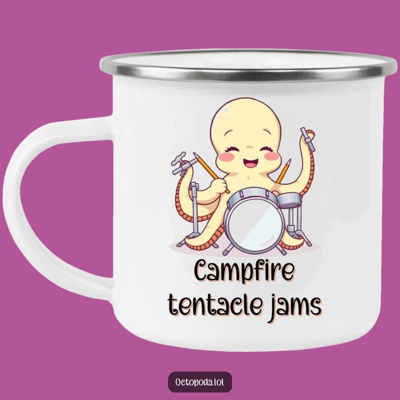 Funny Octopus Drummer Camping Mug - Outdoor Music Adventure Gift