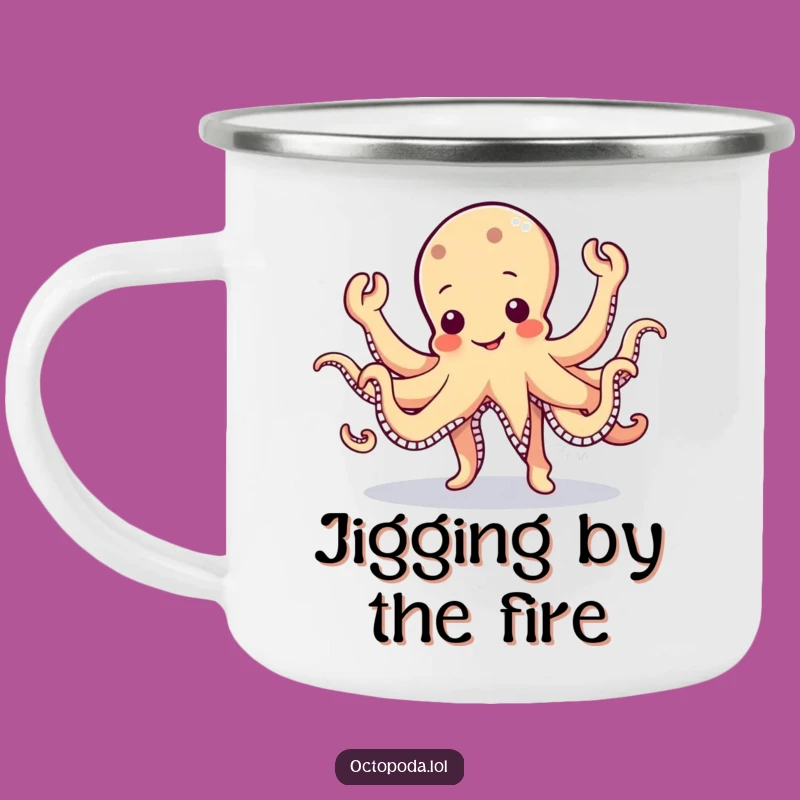 Funny Octopus Jig Camping Mug: Wobbly Enamel Mug, Rugged and Fun Funny Gift