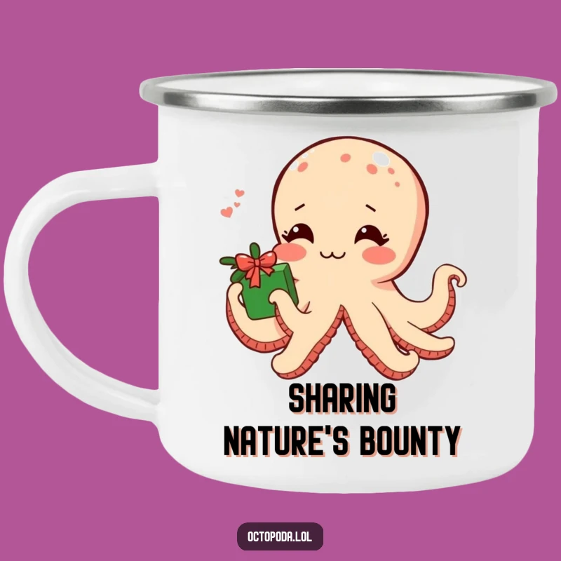 Funny Shy Octopus Camping Mug: Blushing Sea Creature Drinkware Gift