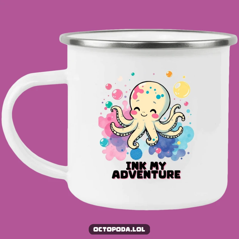 Funny Octopus Ink Splatter Camping Mug: Adventure with Playful Flair