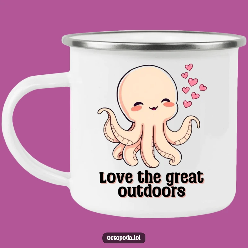 Funny Baby Octopus Ink Hearts Camping Mug for Playful Campers