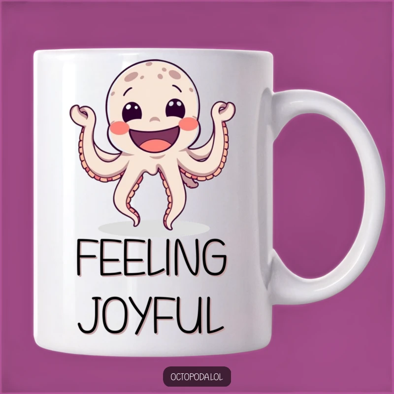Funny Happy Octopus Mug - Dancing Grin Gift for Joyful People