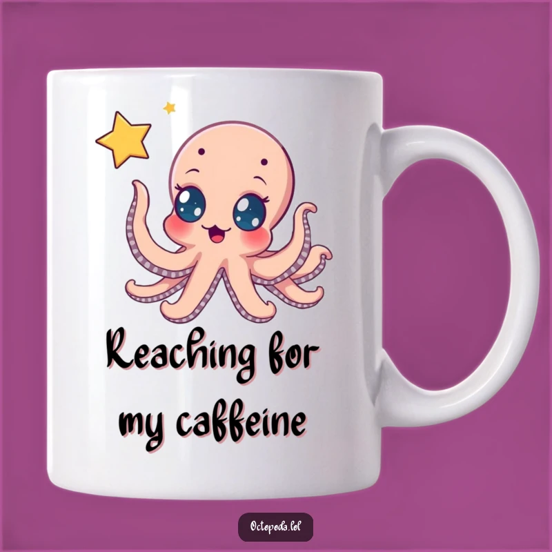 Funny Octopus Star Reach Mug: Dream Big, Hilarious Galactic Gift, Perfect Fun