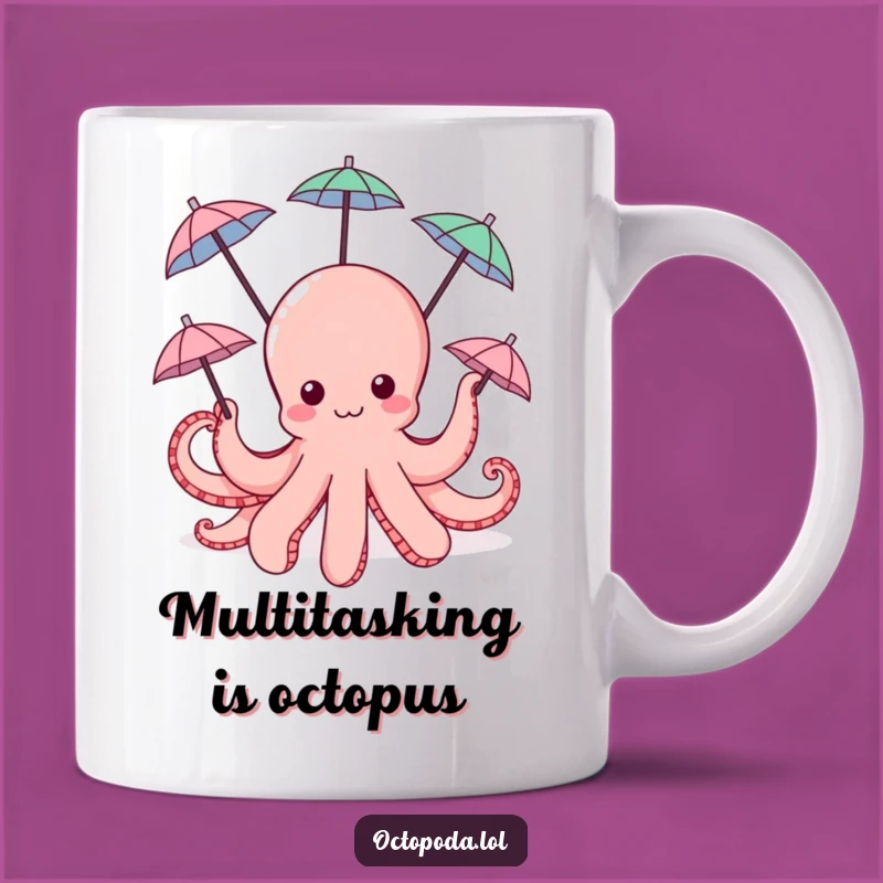 Funny Octopus Umbrella Mug - Whimsical Tentacle Twirling Coffee Cup Gift