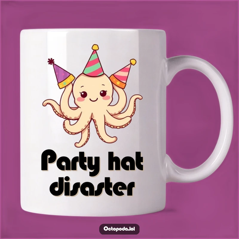 Funny Octopus Party Hat Mug: Tangled Tiny Octopus, Hilarious and Cute Funny Gift