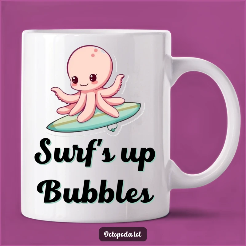 Funny Bubble Surfing Octopus Mug - Playful Ocean Fun, Perfect Funny Gift!