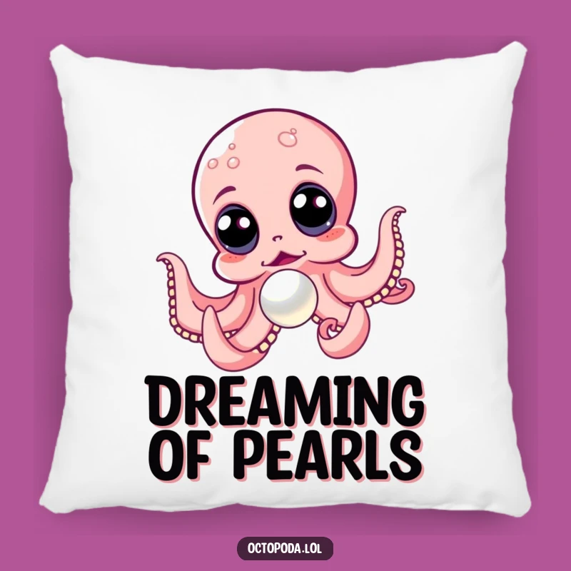 Funny Octopus Chasing Pearl Pillow: Cuddle Up with Ocean Wonder!