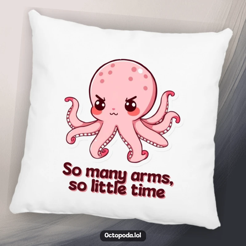 Funny Octopus Pillow: A determined octopus with a tiny, focused look provides a comfy and humorous accent.