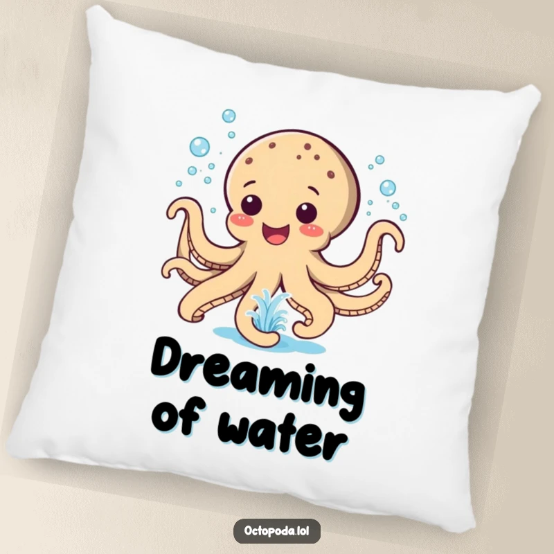 Funny Pillow: A happy octopus sprays water like a playful fountain, offering comfortable and amusing charm.