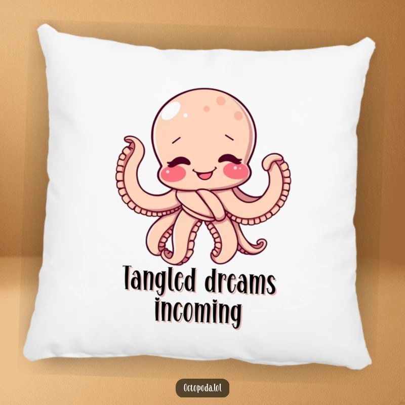 Funny Pillow: A giggling octopus tied in a playful, intricate knot, offering soft, comfy humor.