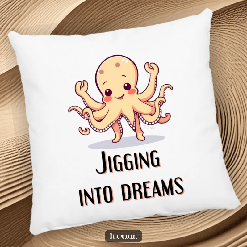 Funny Octopus Pillow: A soft cushion depicting a cute, wobbly octopus character doing a silly jig with arms waving.