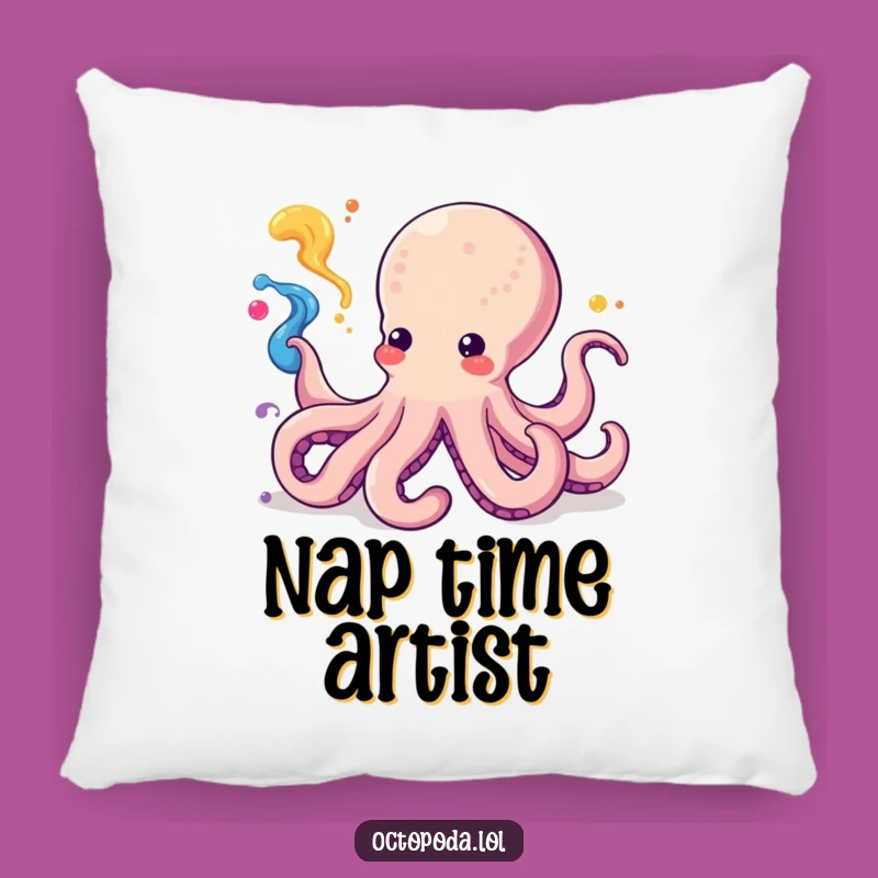 Cozy Funny Kawaii Octopus Ink Art Pillow: Add a Playful Touch to Your Decor