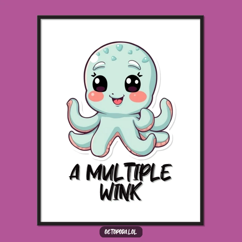 Funny Winking Octopus Digital Art: Playful Print, Instant Download Funny Gift