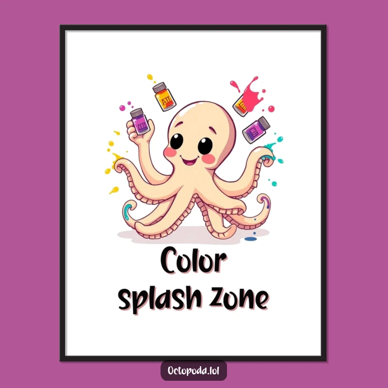 Funny Octopus Ink Juggling Digital Art - Hilarious Printable for Creative Spaces