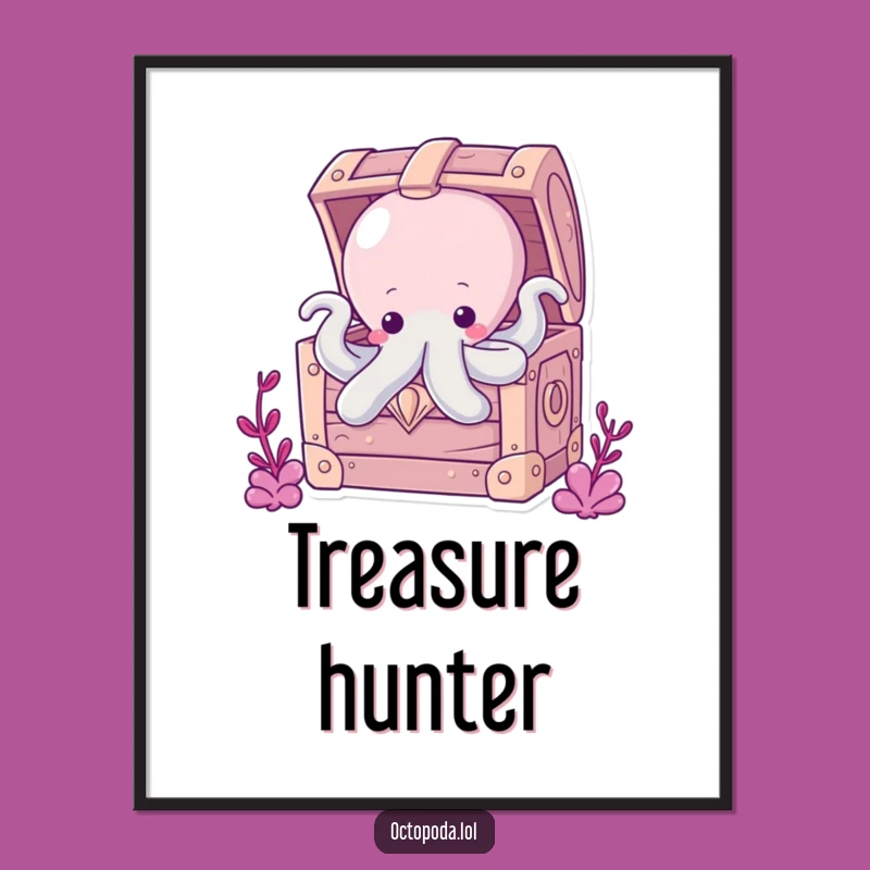 Funny Chubby Octopus Digital Art: Instant Treasure Chest Fun for Walls