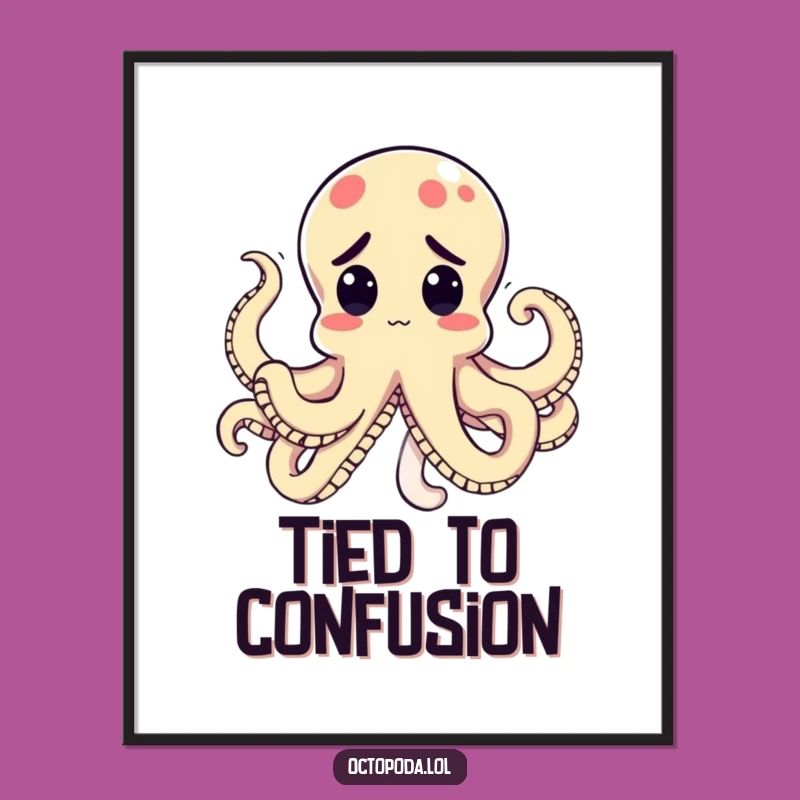 Funny Kawaii Octopus Knot Digital Art: Instant Humor for Your Walls