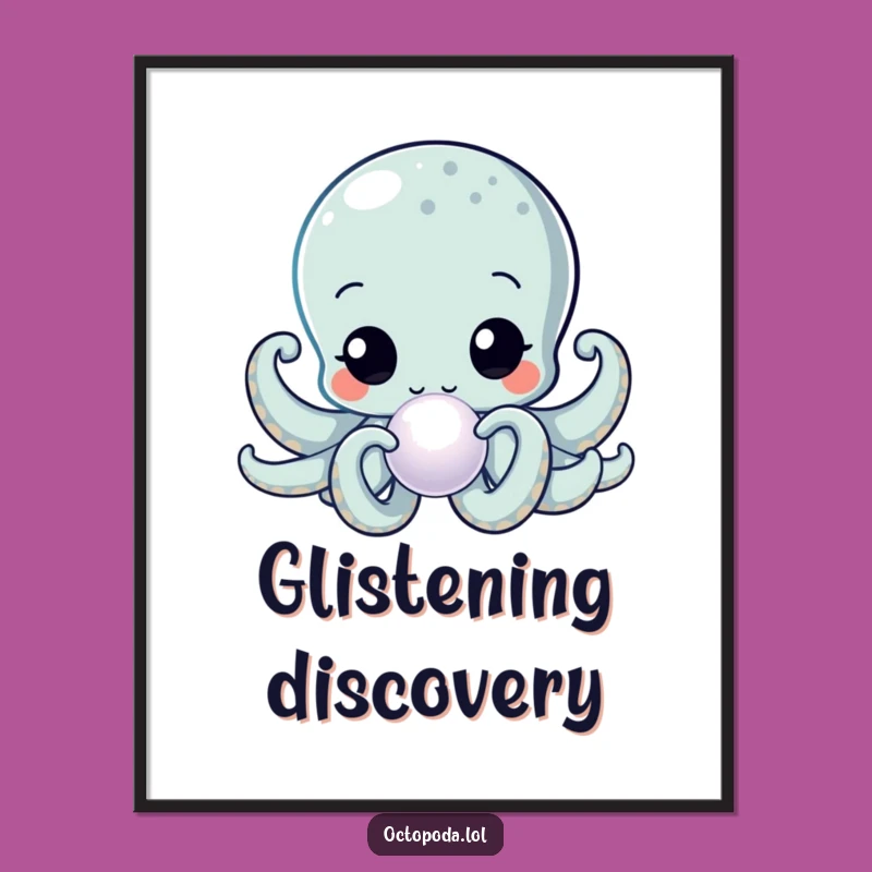 Funny Kawaii Octopus Pearl Inspector Digital Art: Instant Wonder for Your Walls