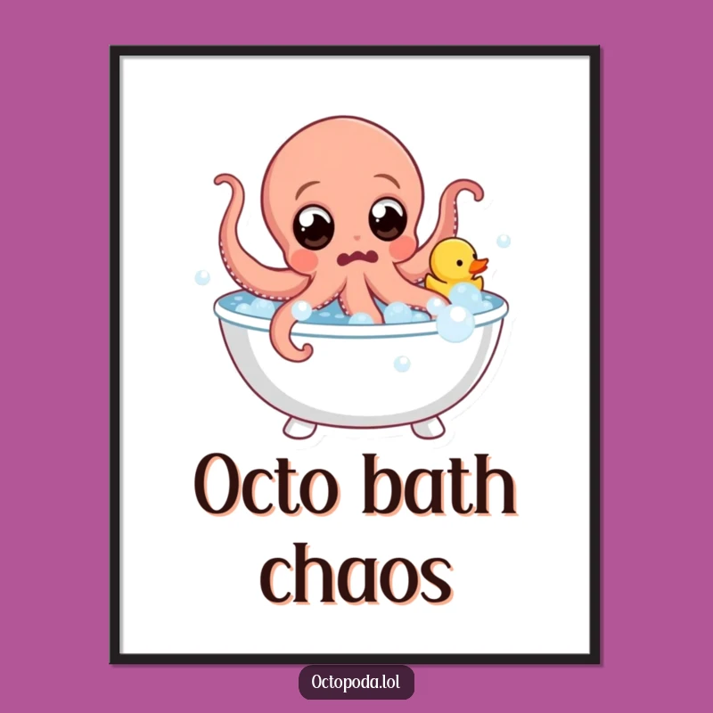 Funny Octopus Bubble Digital Art Print - Splashy Humor for Your Walls