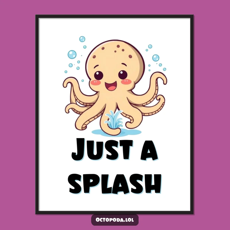 Funny Octopus Fountain Digital Art: Playful Decor, Perfect Instant Funny Gift