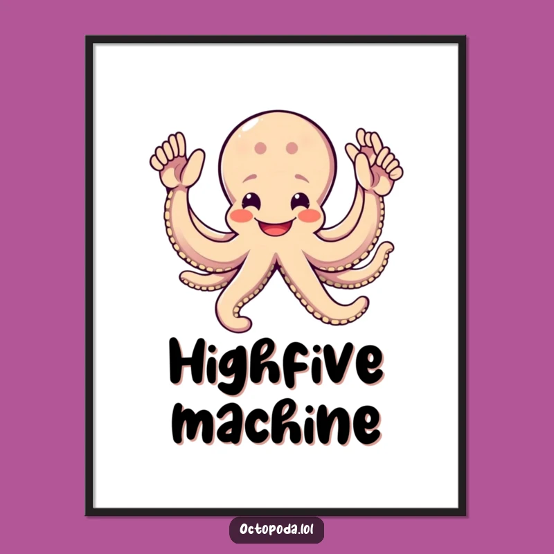 Funny Octopus High-Five Digital Art: Eight Arms of Instant Joyful Decor