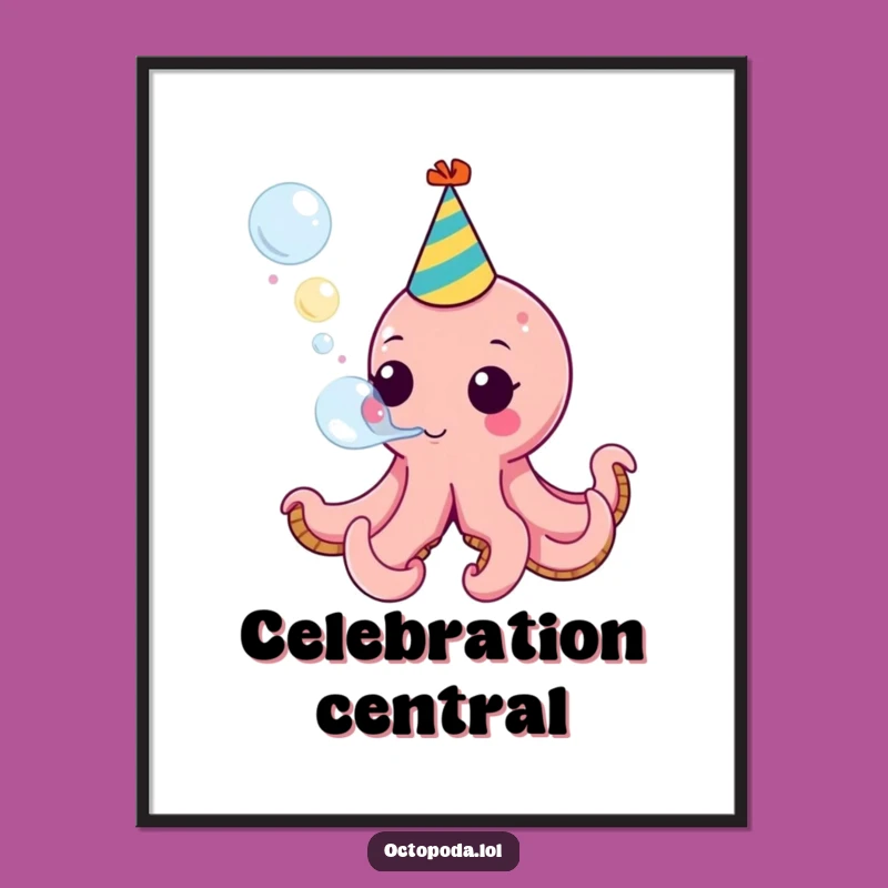 Funny Octopus Party Digital Art: Instant Festive Decor with This Funny Gift