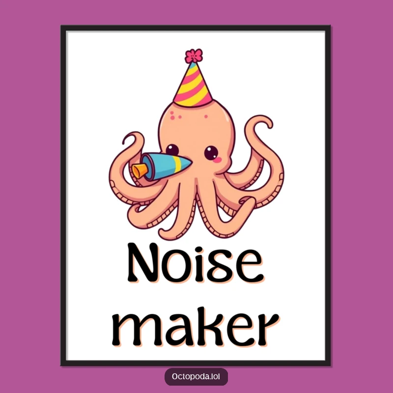 Funny Party Octopus Horn Digital Art - Hilarious Printable for Festive Decor