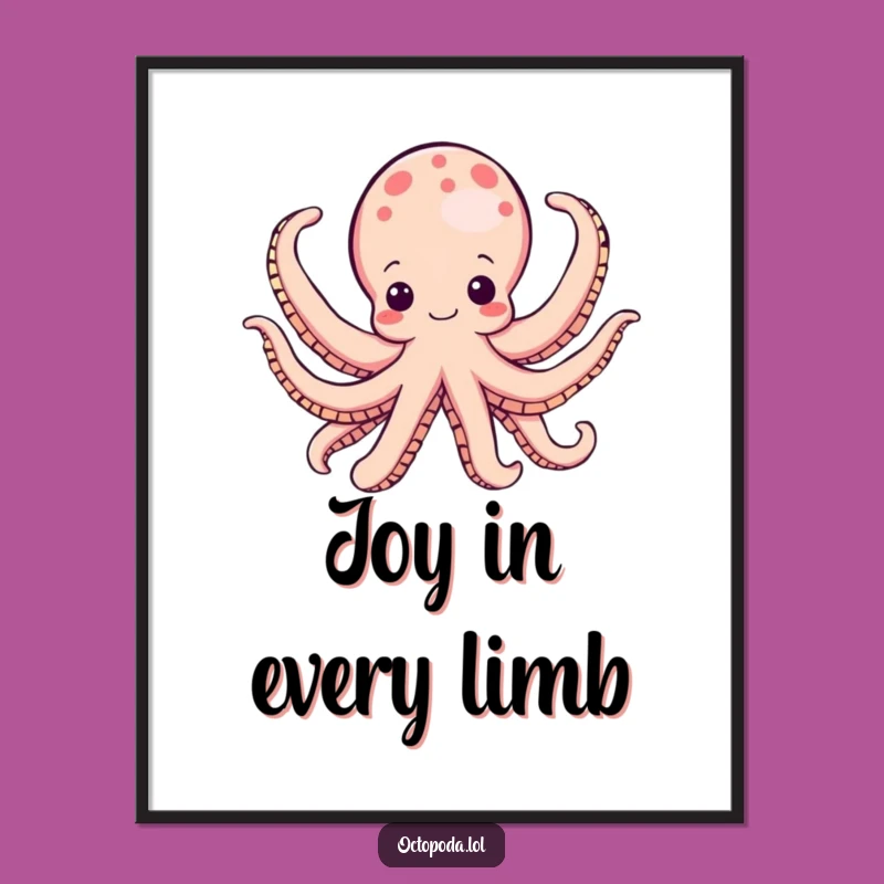 Funny Octopus Digital Art: Joyful Arms Instant Download Funny Gift