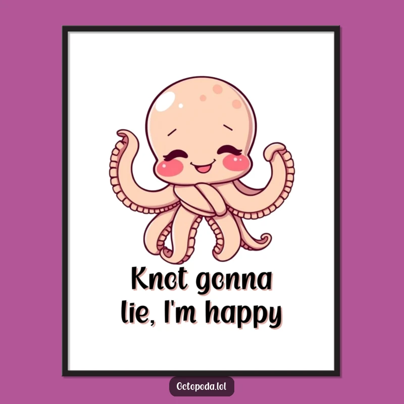 Funny Giggling Octopus Knot Digital Art: Witty Decor, Perfect Instant Funny Gift