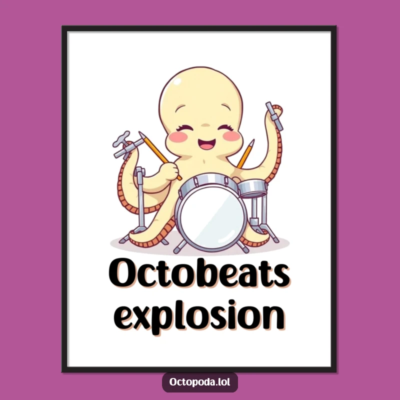 Funny Octopus Drummer Digital Art - Gigantic Musical Character Download