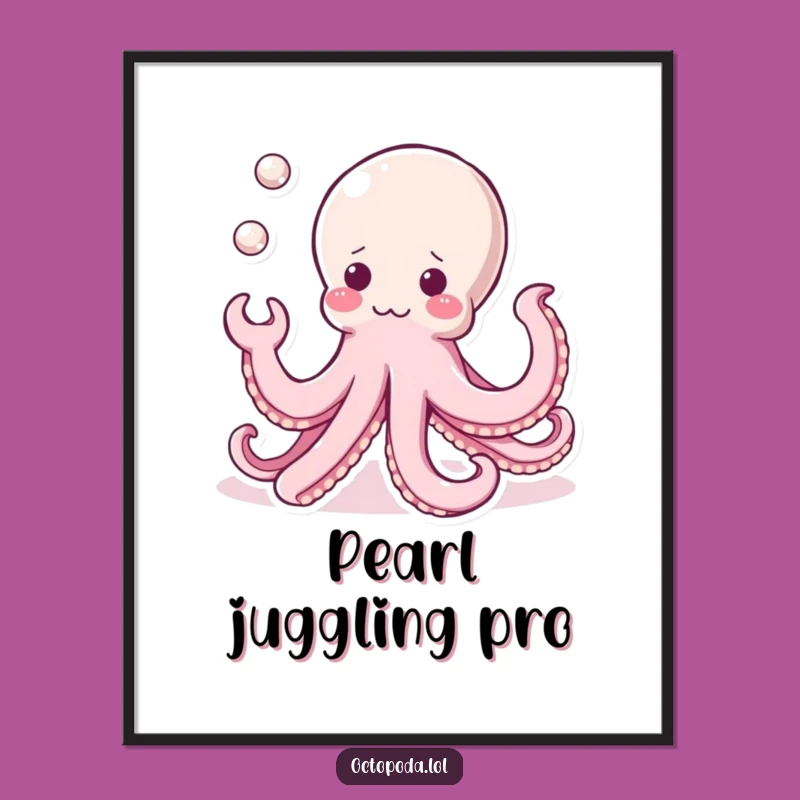 Funny Kawaii Octopus Digital Art: Instant Cuteness with Juggling Pearls