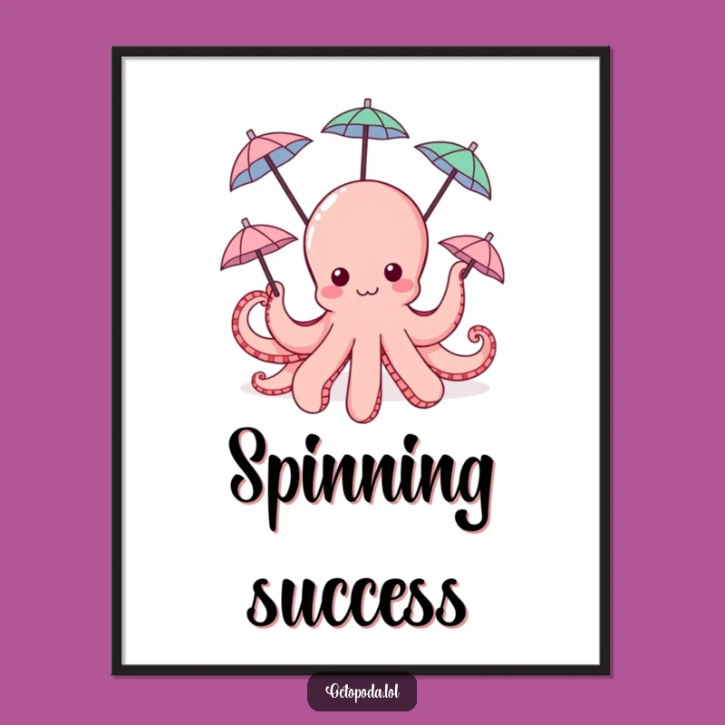 Funny Octopus Umbrella Digital Art Print - Instant Whimsical Decor