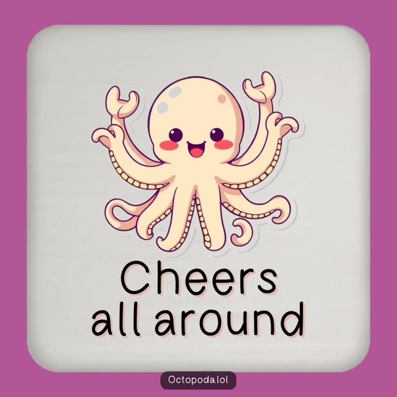 Funny Kawaii Octopus Drink Coaster - Protect Surfaces with Hilarious Sea Art