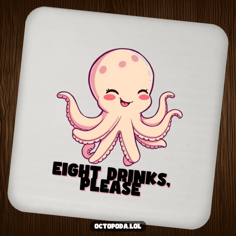 Funny Octopus Coasters: Cheerful, winking cephalopods dance gleefully, protecting surfaces with humor.