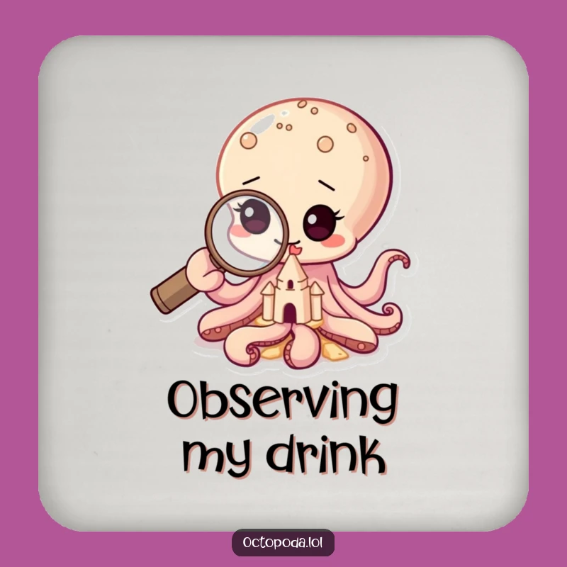 Funny Baby Octopus Magnifying Glass Coasters Protect Surfaces with Charm