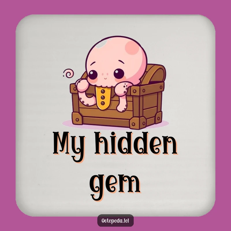 Funny Curious Octopus Drink Coaster - Protect Surfaces with Treasure Chest Style