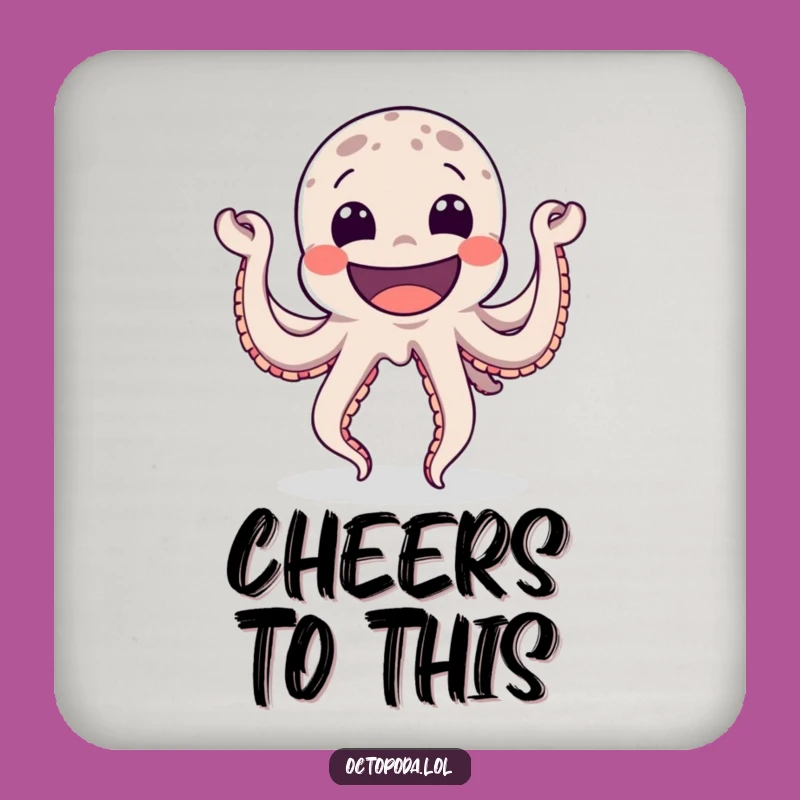 Funny Happy Octopus Drink Coaster - Protect Surfaces with Dancing Grin Style