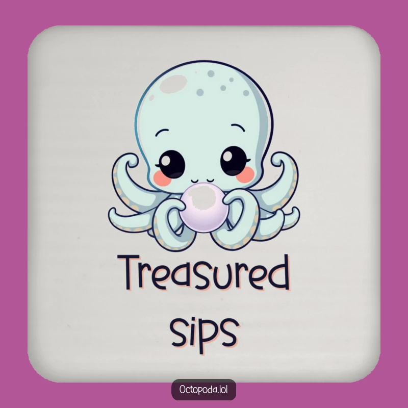 Funny Kawaii Octopus Pearl Inspector Coaster: Protect Surfaces with Curiosity